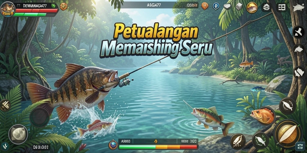 Screenshot gameplay DEWANAGA77 menampilkan pengalaman memancing yang realistis.