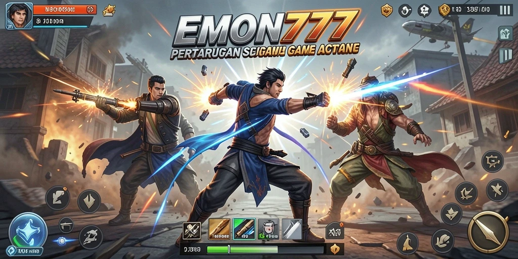Screenshot gameplay EMON777 yang menampilkan pertarungan seru.