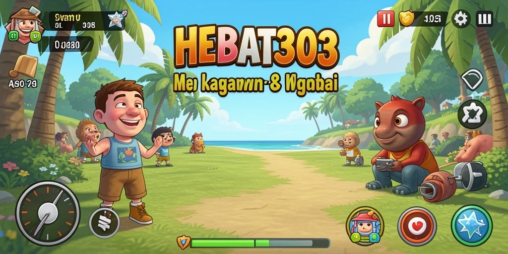 Screenshot HEBAT303 menampilkan gameplay yang santai dan penuh warna.