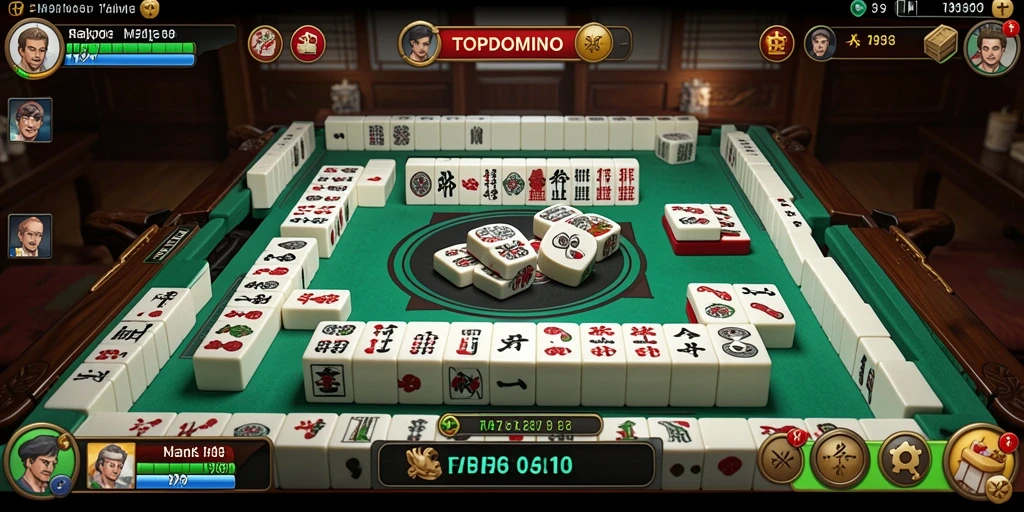 Tampilan gameplay seru dalam game Mahjong TOPDOMINO.